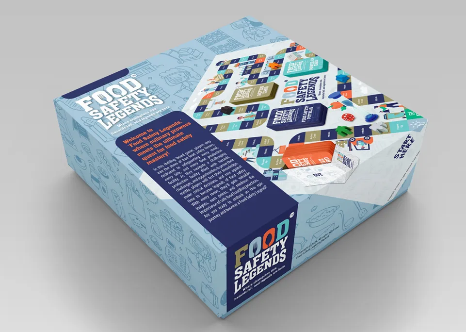 The Food Safety Legends board game box and components